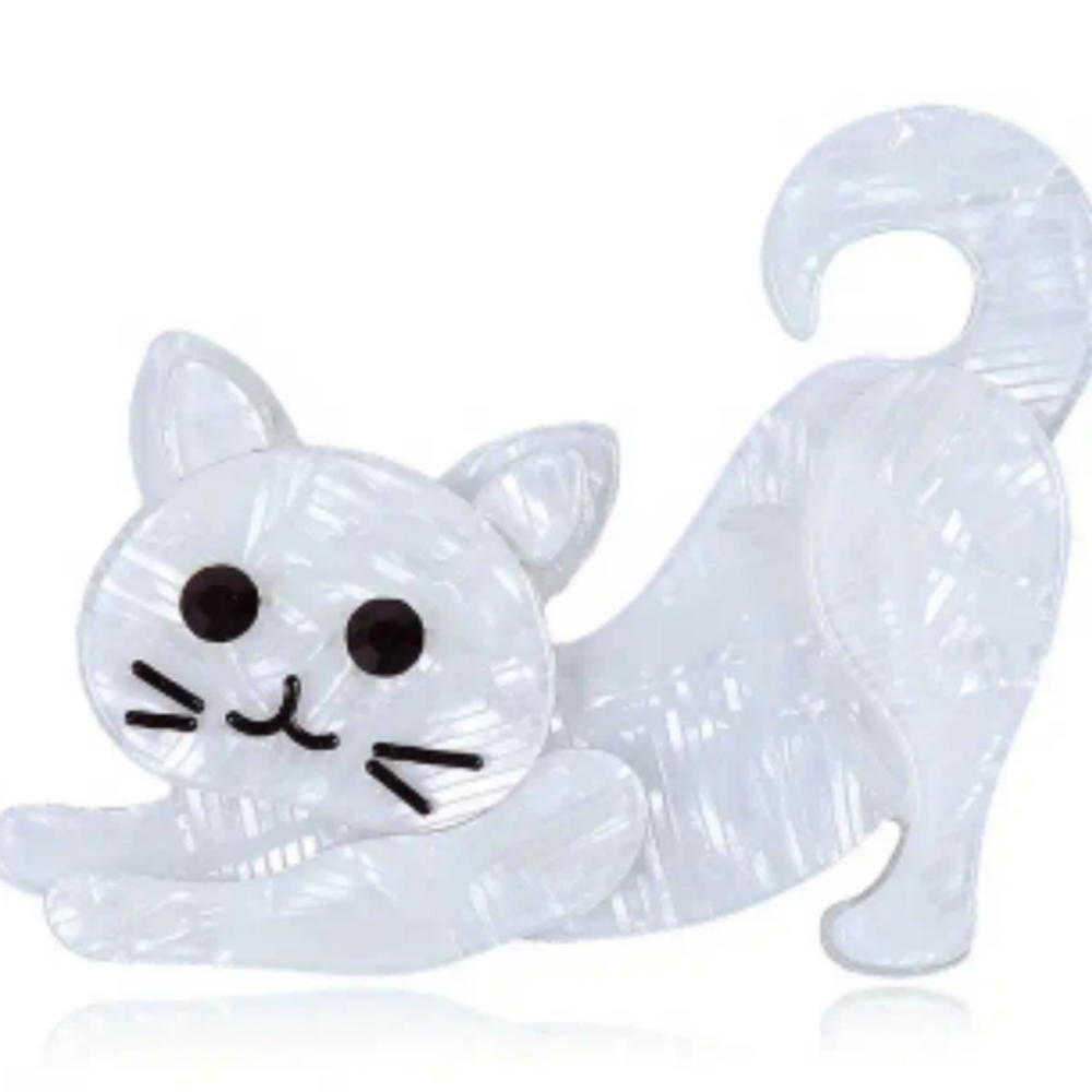 White Cat Brooch